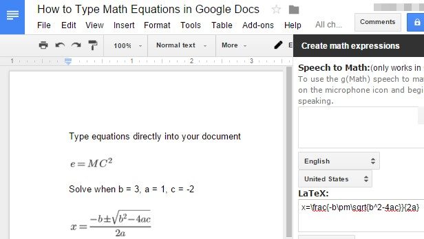 Typing Math Equations In Google Docs